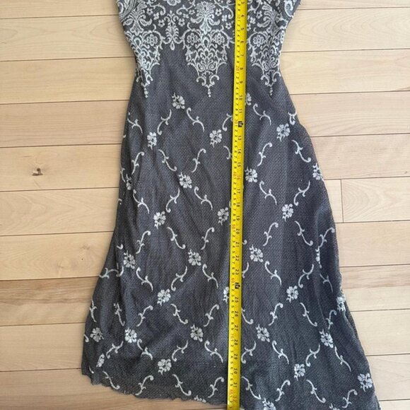 Beautiful vintage strapless jacquard floral dress by Scene, made in Canada - Picture 3 of 8